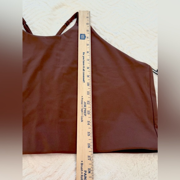 Girlfriend Collective NWT Topanga Halter Bra Sz 6XL Criss Cross Strap in Cafe - Picture 7 of 11